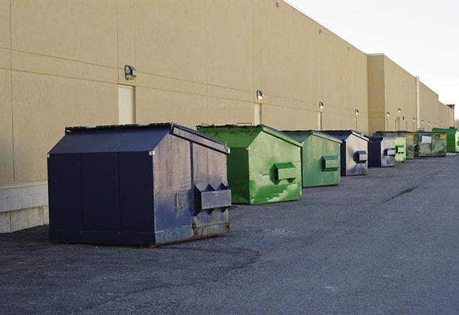 large construction waste containers in a row at a job site in Hillsborough CA